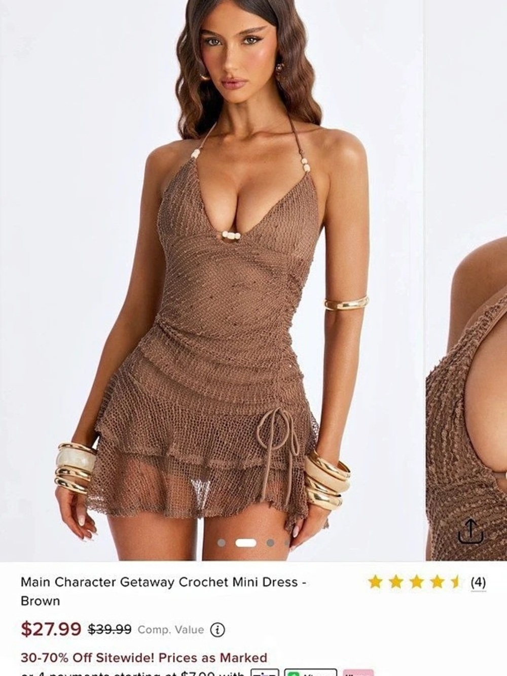 Fashion Nova Main Character Getaway Crochet Mini Dress, Brown